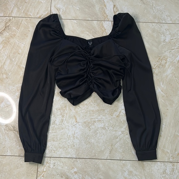 Windsor Silk Tie Up Crop Top - Picture 1 of 2